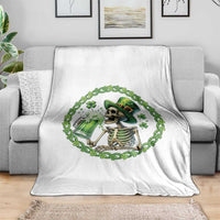 Lucky Irish Skeleton St Patricks Day Throw Blanket Beer Lover