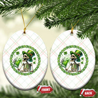 Lucky Irish Skeleton St Patricks Day Ceramic Ornament Beer Lover