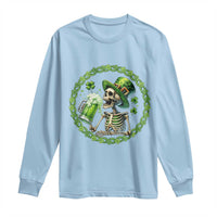 Lucky Irish Skeleton St Patricks Day Long Sleeve Shirt Beer Lover