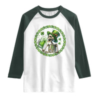 Lucky Irish Skeleton St Patricks Day Raglan Shirt Beer Lover
