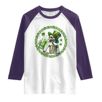 Lucky Irish Skeleton St Patricks Day Raglan Shirt Beer Lover