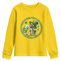 Lucky Irish Skeleton St Patricks Day Youth Sweatshirt Beer Lover