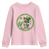 Lucky Irish Skeleton St Patricks Day Youth Sweatshirt Beer Lover