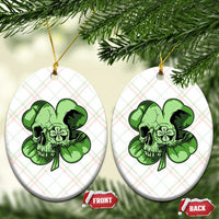 St Patricks Day Lucky Shamrock Skull Gift Ceramic Ornament