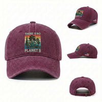 Vintage There Is No Planet B Earth Day Gift Washed Cotton Baseball Cap