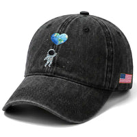 Astronaut Protect The Planet Washed Cotton Baseball Cap Earth Day Gift