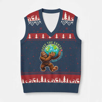 Earth Day V-Neck Knit Sweater Vest Save The Earth Bigfoot Lives Here