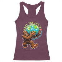 Earth Day Racerback Tank Top Save The Earth Bigfoot Lives Here