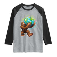 Earth Day Raglan Shirt Save The Earth Bigfoot Lives Here