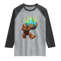Earth Day Raglan Shirt Save The Earth Bigfoot Lives Here