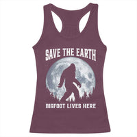 Save The Earth Bigfoot Lives Here Racerback Tank Top Earth Day Nature Lover