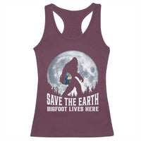 Save Our Planet Nature Lover Racerback Tank Top Bigfoot Lives Here