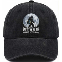 Save Our Planet Nature Lover Washed Cotton Baseball Cap Bigfoot Lives Here