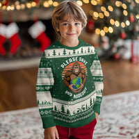 Funny Earth Day Bigfoot Ugly Christmas Sweater Please Save My Hideout