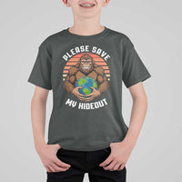 Funny Earth Day Bigfoot T Shirt For Kid Please Save My Hideout
