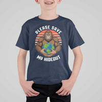 Funny Earth Day Bigfoot T Shirt For Kid Please Save My Hideout
