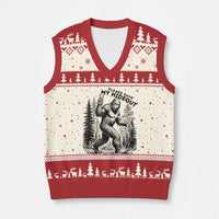 Please Save My Hideout V-Neck Knit Sweater Vest Bigfoot Forest Protector