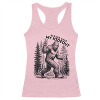 Please Save My Hideout Racerback Tank Top Bigfoot Forest Protector