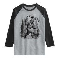 Please Save My Hideout Raglan Shirt Bigfoot Forest Protector