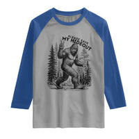 Please Save My Hideout Raglan Shirt Bigfoot Forest Protector