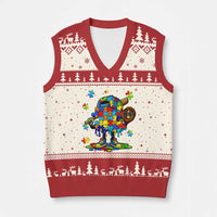 Autism Acceptance Baseball V-Neck Knit Sweater Vest Colorful Drip Graphic Neurodiversity Support