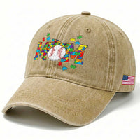 Autism Acceptance Baseball Mom Washed Cotton Baseball Cap Proud Mom Inclusive Support Graphic