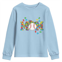 Autism Acceptance Baseball Mom Youth Sweatshirt Proud Mom Inclusive Support Graphic