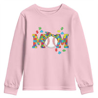 Autism Acceptance Baseball Mom Youth Sweatshirt Proud Mom Inclusive Support Graphic