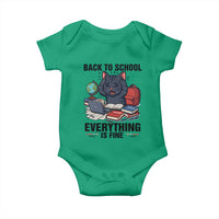 Funny Black Cat Baby Onesie Back To School Everything Is Fine - Wonder Print Shop