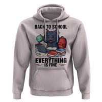 Funny Black Cat Hoodie Back To School Everything Is Fine - Wonder Print Shop
