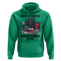 Funny Black Cat Hoodie Back To School Everything Is Fine - Wonder Print Shop