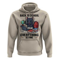 Funny Black Cat Hoodie Back To School Everything Is Fine - Wonder Print Shop