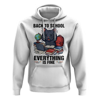 Funny Black Cat Hoodie Back To School Everything Is Fine - Wonder Print Shop