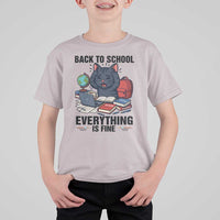 Funny Black Cat T Shirt For Kid Back To School Everything Is Fine - Wonder Print Shop