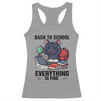 Funny Black Cat Racerback Tank Top Back To School Everything Is Fine - Wonder Print Shop