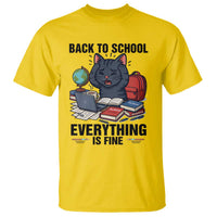 Funny Black Cat T Shirt Back To School Everything Is Fine - Wonder Print Shop
