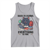 Funny Black Cat Tank Top Back To School Everything Is Fine - Wonder Print Shop