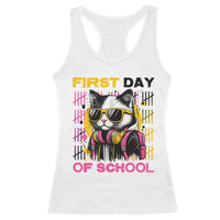 Funny Cat First Day Of School Racerback Tank Top Back To School Gift For Kids - Wonder Print Shop