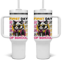 Funny Cat First Day Of School Tumbler With Handle Back To School Gift For Kids