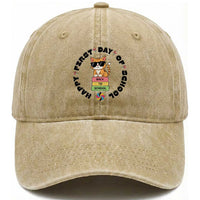 Cat Happy First Day Of School Washed Cotton Baseball Cap Back To School Gift For Kids
