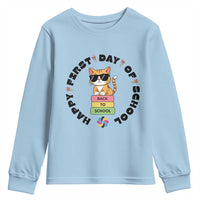 Cat Happy First Day Of School Youth Sweatshirt Back To School Gift For Kids - Wonder Print Shop