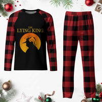 Funny The Lying King Long Nose Silhouette Plaid Pajama Set Vintage Political Satire Statement Gift
