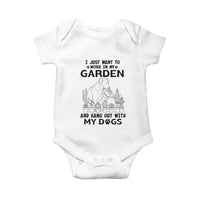 I Just Want To Garden And Hangout With My Dog Baby Onesie Gardener Gift - Wonder Print Shop