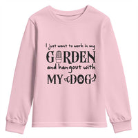 Gardener Dog Lover Gift Youth Sweatshirt I Just Want To Garden And Hangout With My Dog - Wonder Print Shop