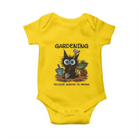 Gardening Because Murder Is Wrong Baby Onesie Funny Black Cat Gardener Gift - Wonder Print Shop