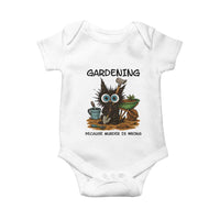 Gardening Because Murder Is Wrong Baby Onesie Funny Black Cat Gardener Gift - Wonder Print Shop