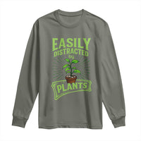 Easily Distracted By Plants Long Sleeve Shirt Funny Gardening Lover Gift - Wonder Print Shop