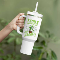 Easily Distracted By Plants Tumbler With Handle Funny Gardening Lover Gift - Wonder Print Shop