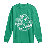 Easily Distracted By Plants Skeleton Long Sleeve Shirt Funny Gardener Plant Lover - Wonder Print Shop