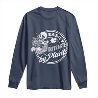 Easily Distracted By Plants Skeleton Long Sleeve Shirt Funny Gardener Plant Lover - Wonder Print Shop